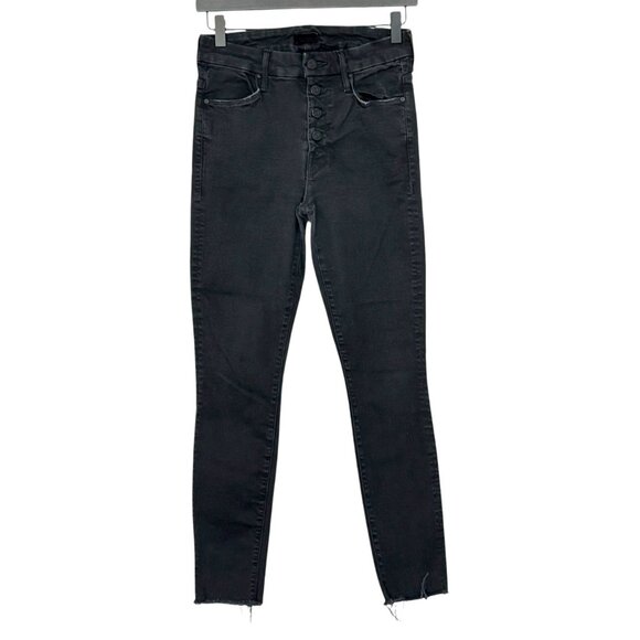 Mother The Pixie Ankle Fray Jeans in Not Guilty Black Exposed Button Fly Size 27 - Picture 11 of 11